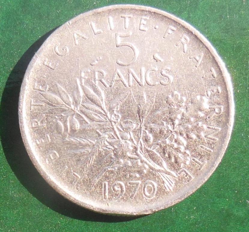 FRANCE 1970 5 francs 1er émission, Timbres & Monnaies, Monnaies | Belgique, Envoi, Métal, Monnaie en vrac