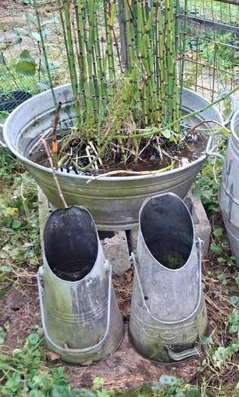 Bol en zinc, seaux à charbon, Jardin & Terrasse, Enlèvement