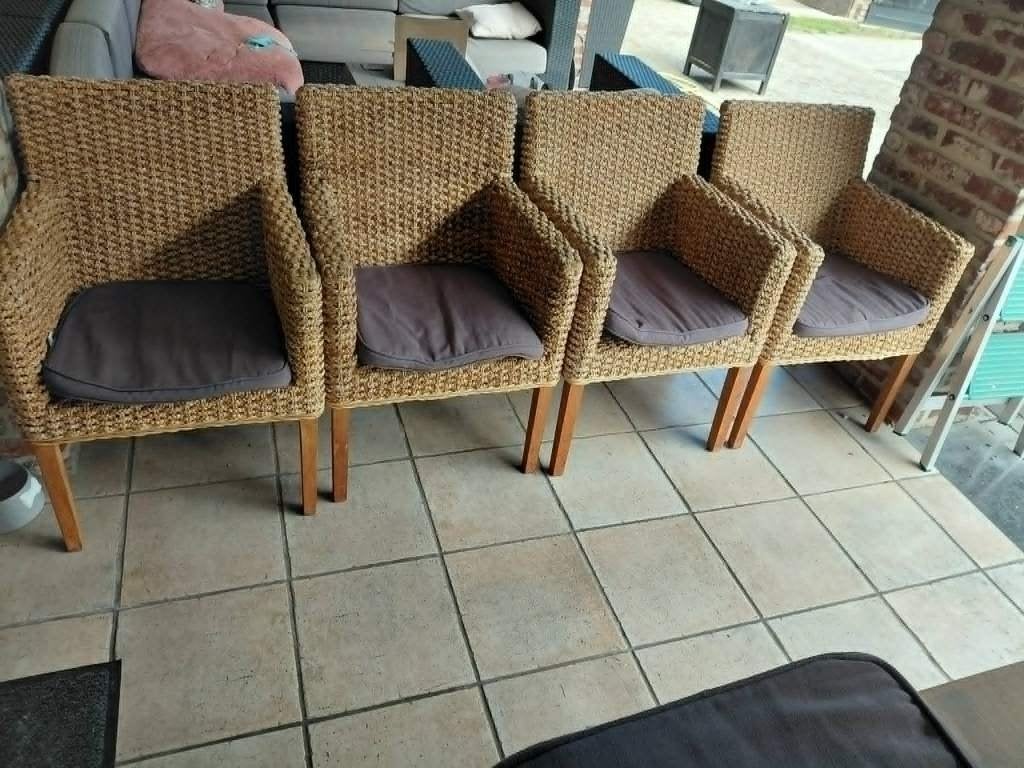 tuinstoelen   4 stuks   6 kussens, Jardin & Terrasse, Chaises de jardin, Enlèvement, Utilisé, Rotin