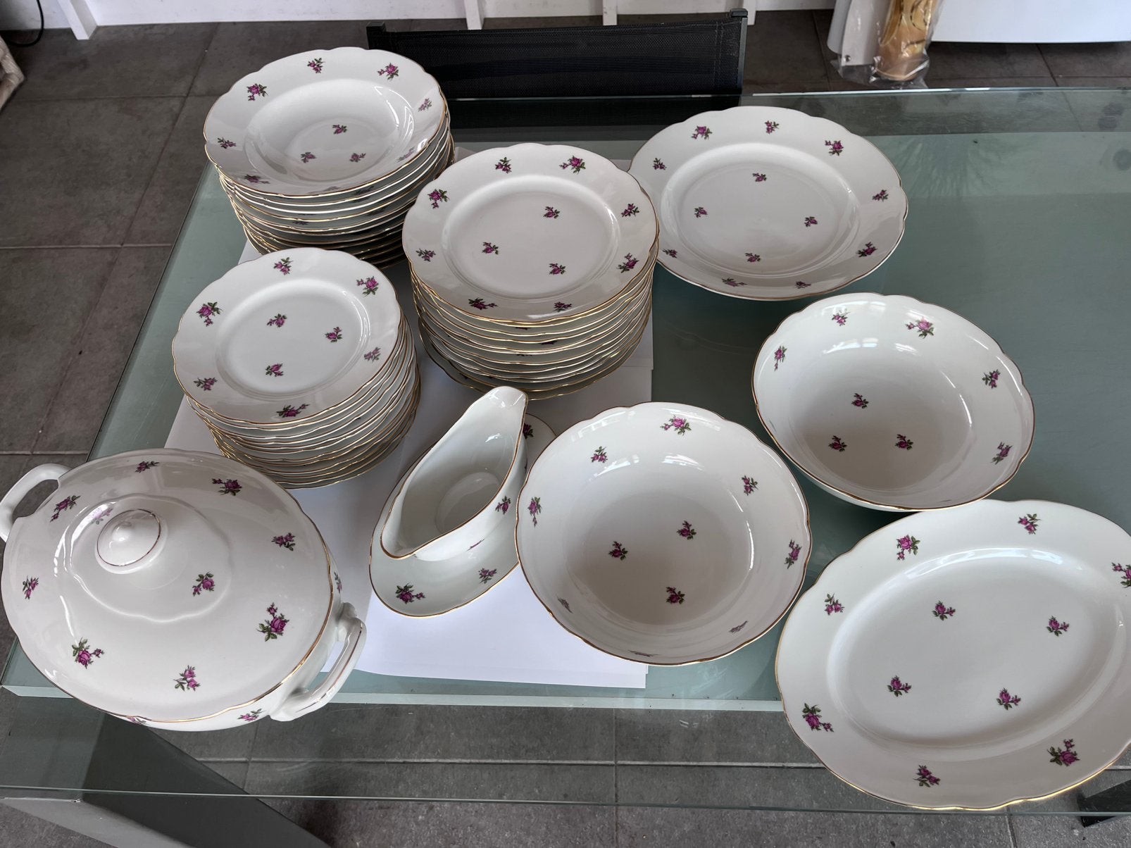 Prachtig Antiek Porseleinen Eetservies MZ Czechoslovakia, Antiek en Kunst, Antiek | Servies compleet, Ophalen