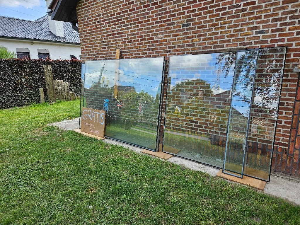Dubbel glas, gratis afhalen, Doe-het-zelf en Bouw, Glas en Ramen, Ophalen, Gebruikt, 160 cm of meer, Glasplaat