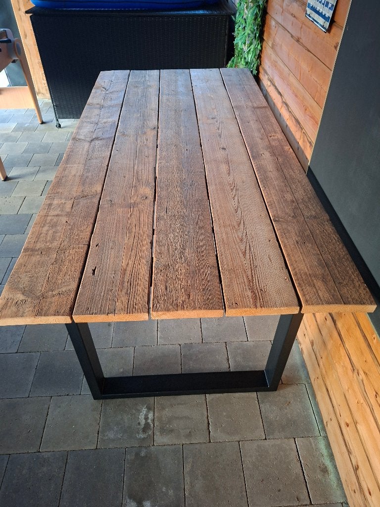 Tafel steigerhout, Tuin en Terras, Ophalen, Gebruikt, Eettafel, 6 zitplaatsen
