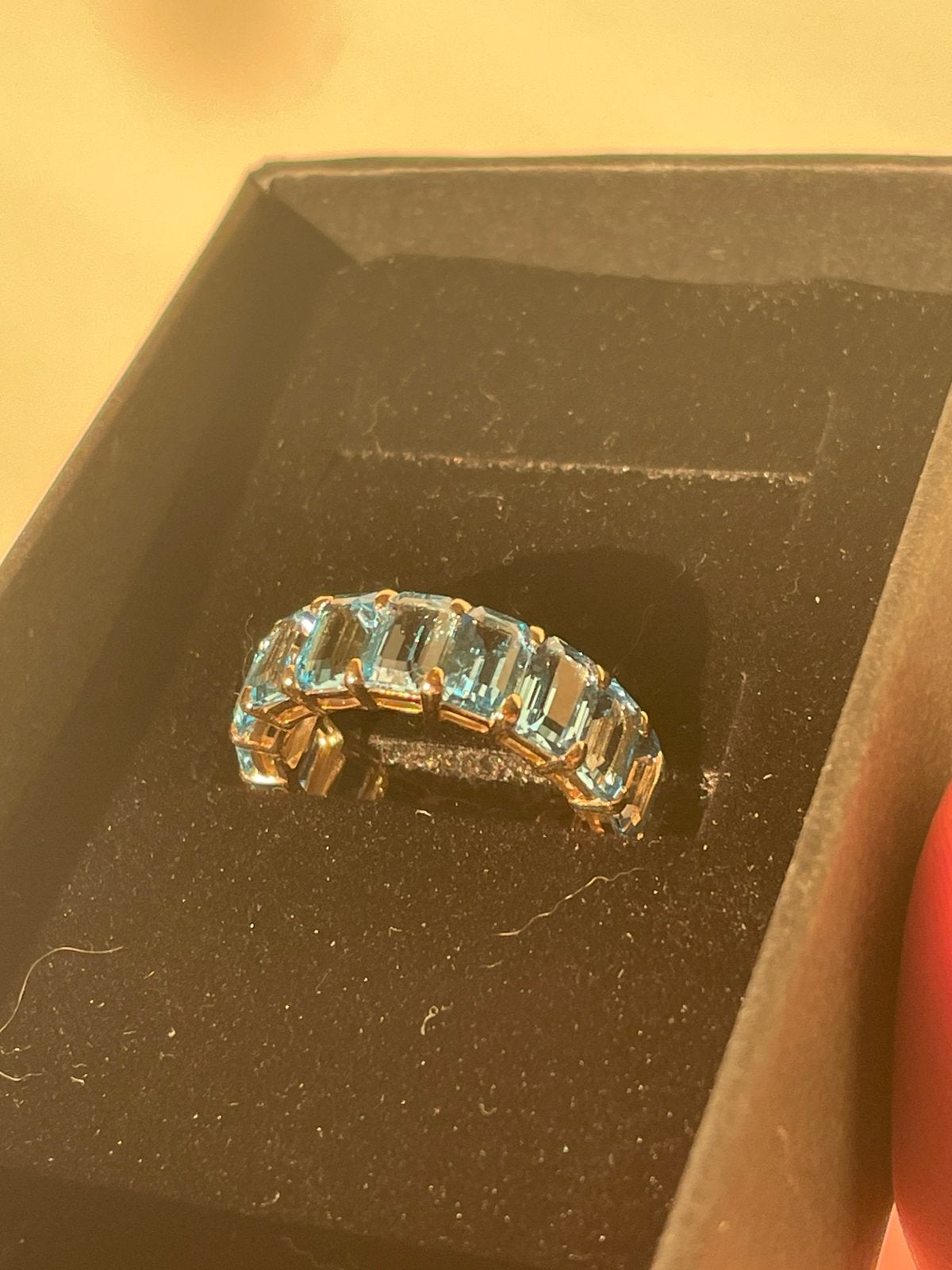 Eternity ring 14K goud – 17 blauwe topazen, Bijoux, Sacs & Beauté, Bagues, Enlèvement ou Envoi, Jaune, Or