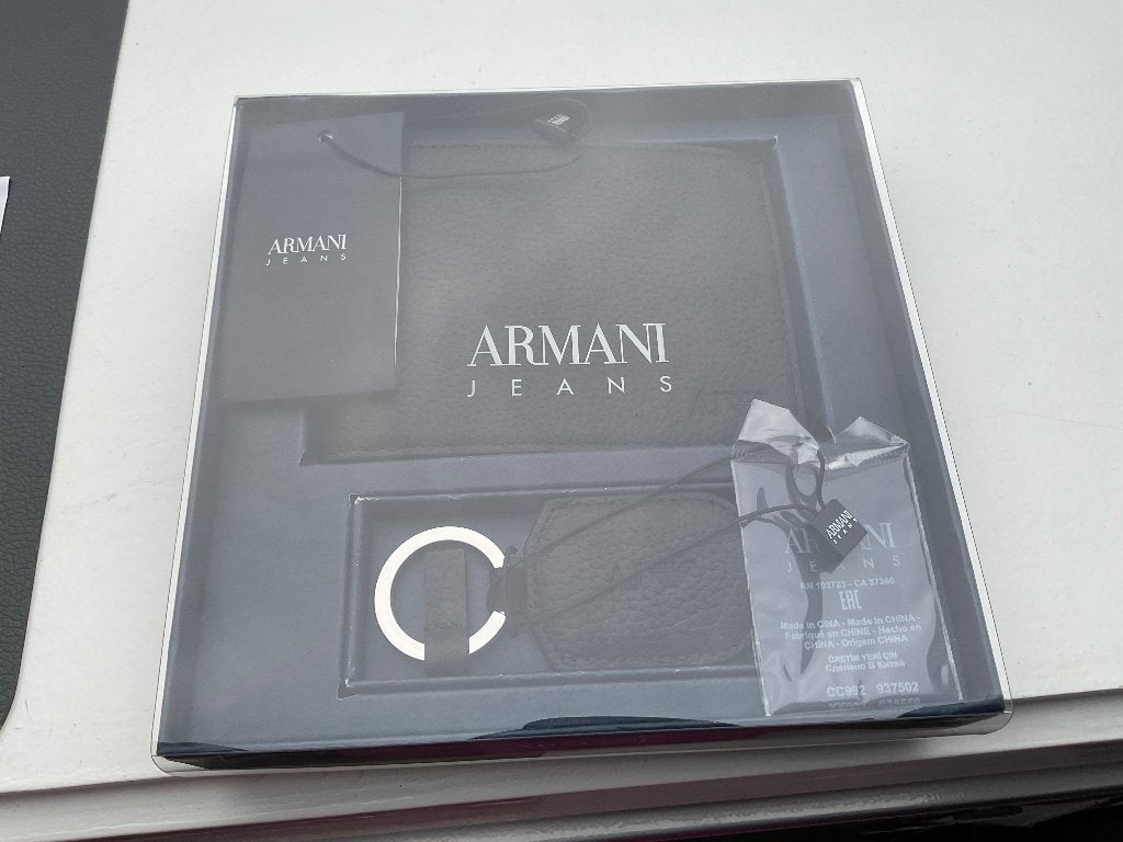 Armani leder portefeuille en keyring nieuw, Zwart, Nieuw, Leder, Ophalen