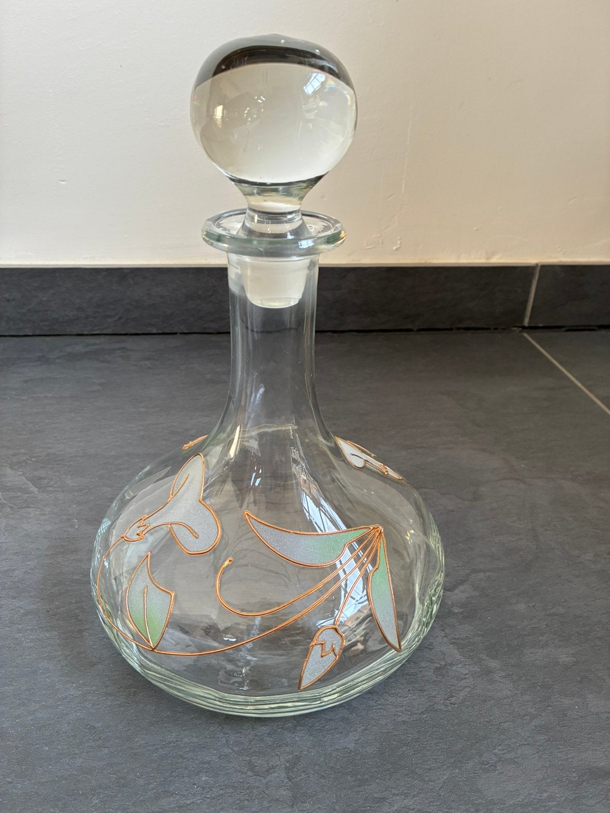 Carafe hongroise vintage+6 verre Art Nouveau peint à la main, Antiquités & Art, Enlèvement ou Envoi