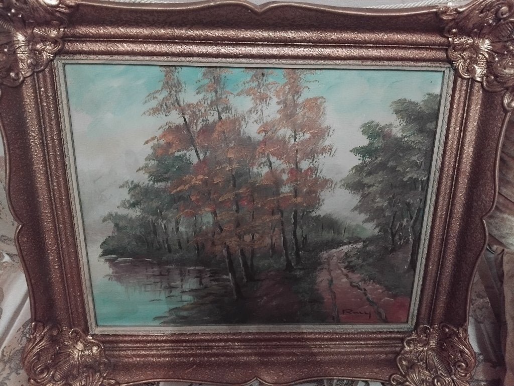 Tableau ancien, Antiquités & Art, Signé, Autres techniques, Paysage, Enlèvement
