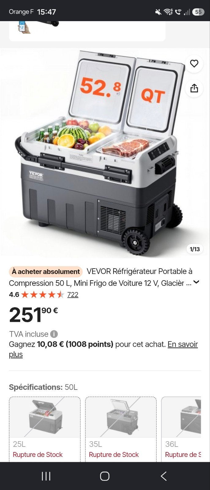 Vevor koelkast/diepvrieskoeler, Ophalen, Nieuw, Koelbox, Compressor
