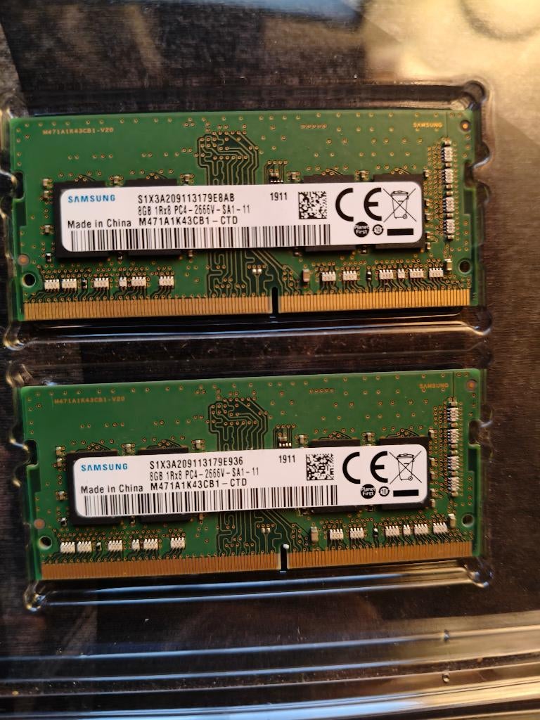 Samsung 16GB (2x8GB) DDR4 2666MHz SO-DIMM – 1Rx8 – RAM, Computers en Software, RAM geheugen, Zo goed als nieuw, Laptop, 16 GB