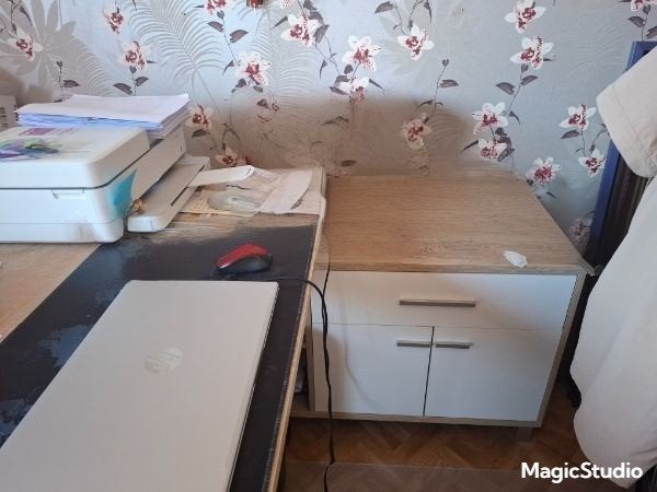 bureau, 155 cm, Avec tiroirs, Enlèvement, Bureau d'angle