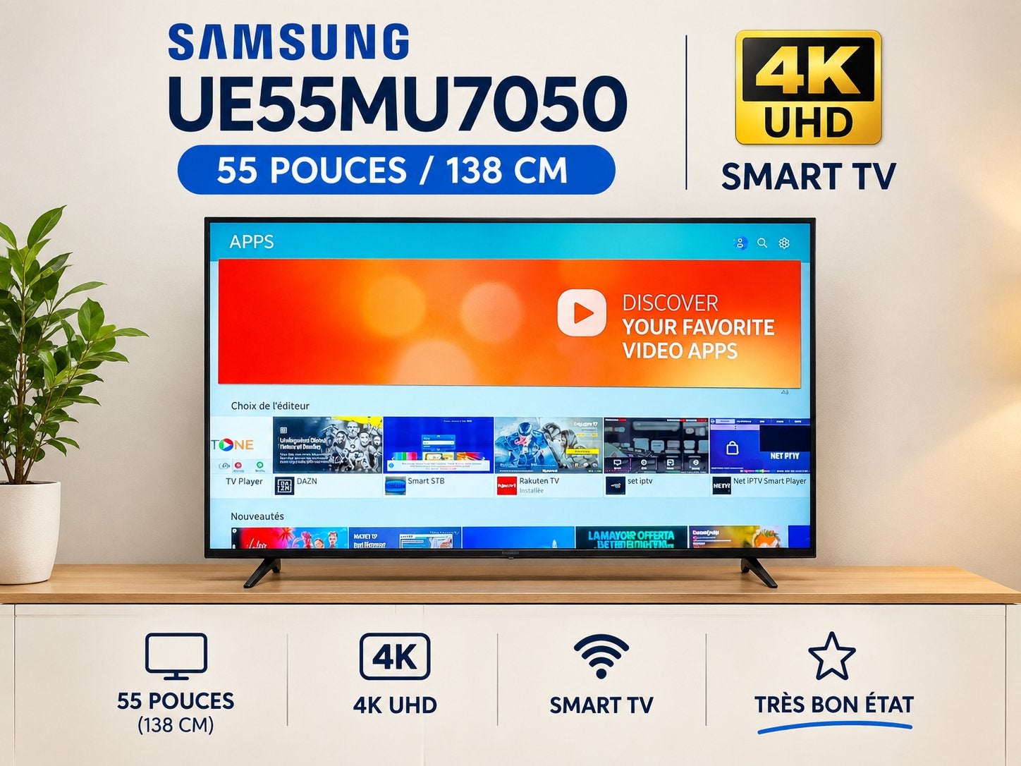 Samsung 55 inch (140 cm), 4K ULTRA, Audio, Tv en Foto, Ophalen of Verzenden, Zo goed als nieuw, Samsung, Smart TV
