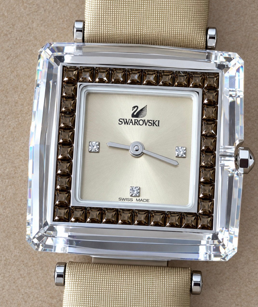Vintage Swarovski Crystal Time Square Dameshorloge–Swissmade, Bijoux, Sacs & Beauté, Montre-bracelet, Enlèvement, Utilisé, Autres matériaux