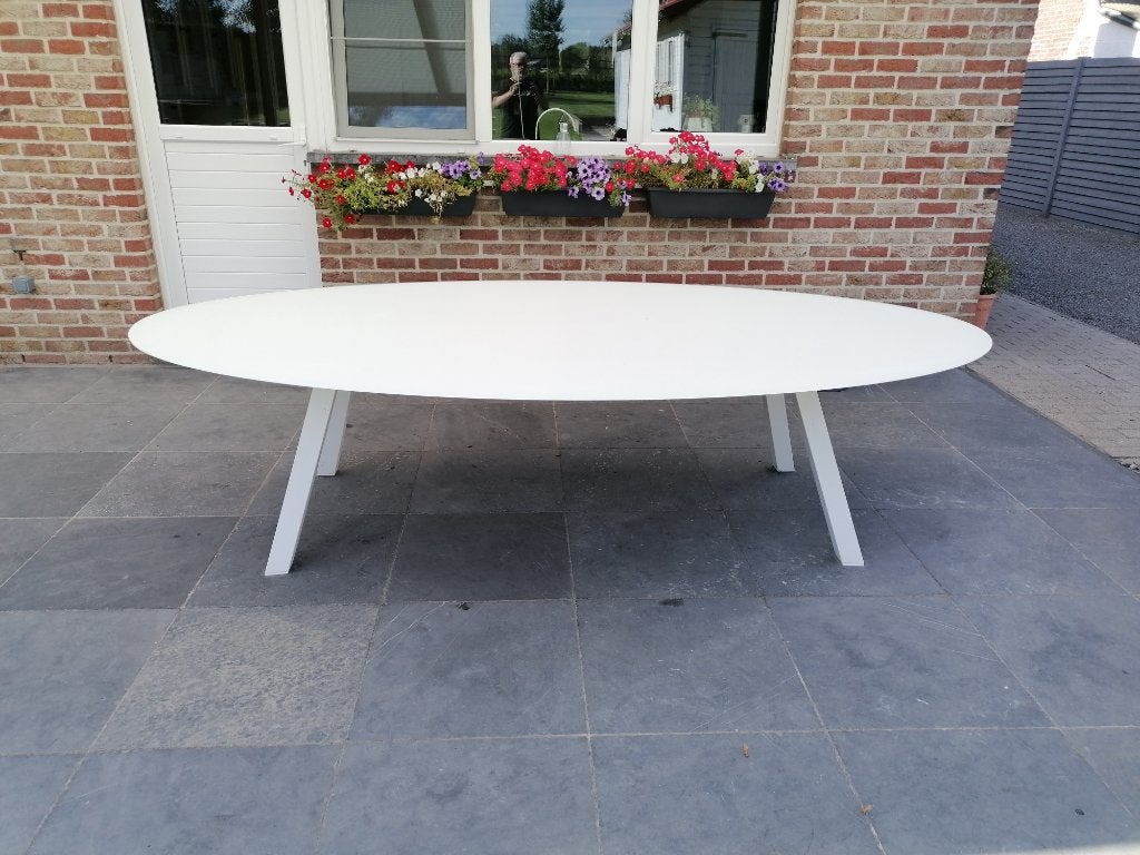 Tuintafel glas, Ophalen, Zo goed als nieuw, Ovaal, Aluminium
