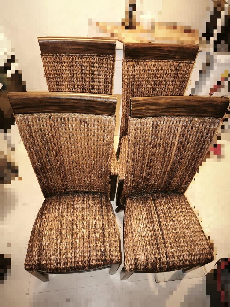 Chaises 4 élégantes en osier et bois, Enlèvement, Bois