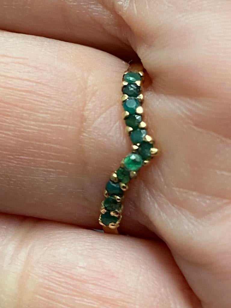 18-karaats gouden en smaragdgroene ring, Handtassen en Accessoires, Ringen, Ophalen, Zo goed als nieuw, Goud, Goud