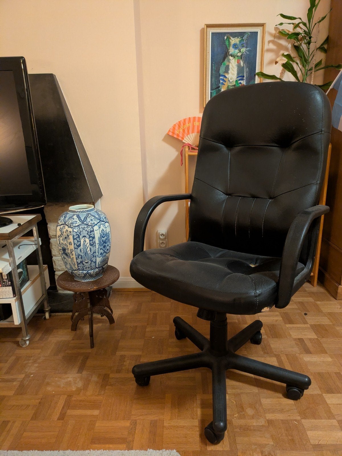 Fauteuil de bureau noir réglable sur roulettes – Petit prix, Maison & Meubles, Enlèvement, Noir