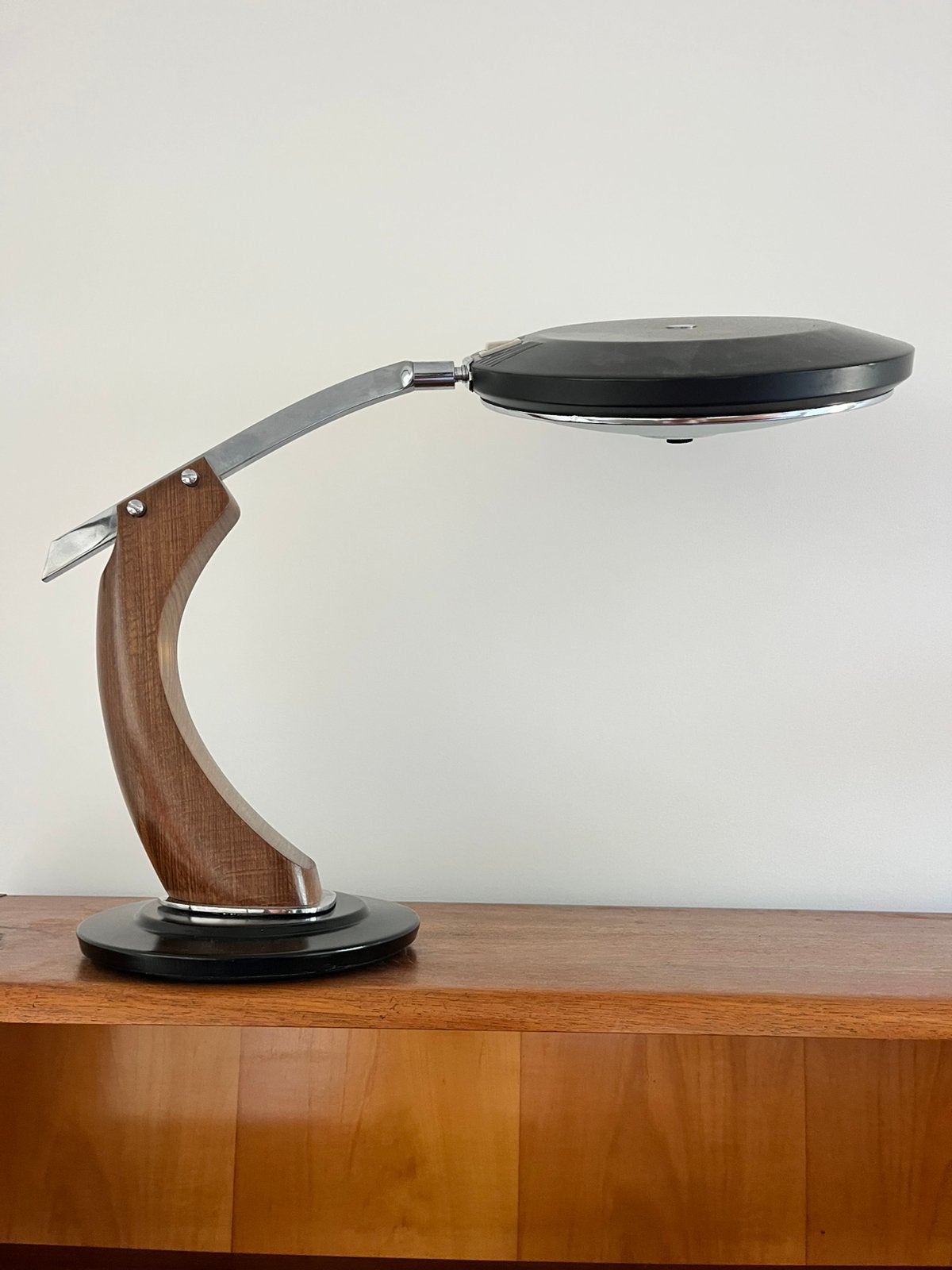 Bureaulamp Fasé President, Maison & Meubles, Lampes | Lampes de table, Utilisé, Verre, Bois, Source lumineuse incluse, Avec abat-jour