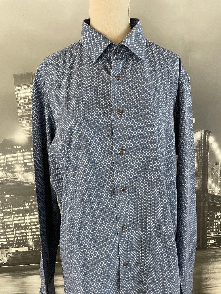 blauw hemd - Michaelis - XL, Kleding | Heren, Overhemden, Michaelis, Zo goed als nieuw, Halswijdte 41/42 (L), Verzenden