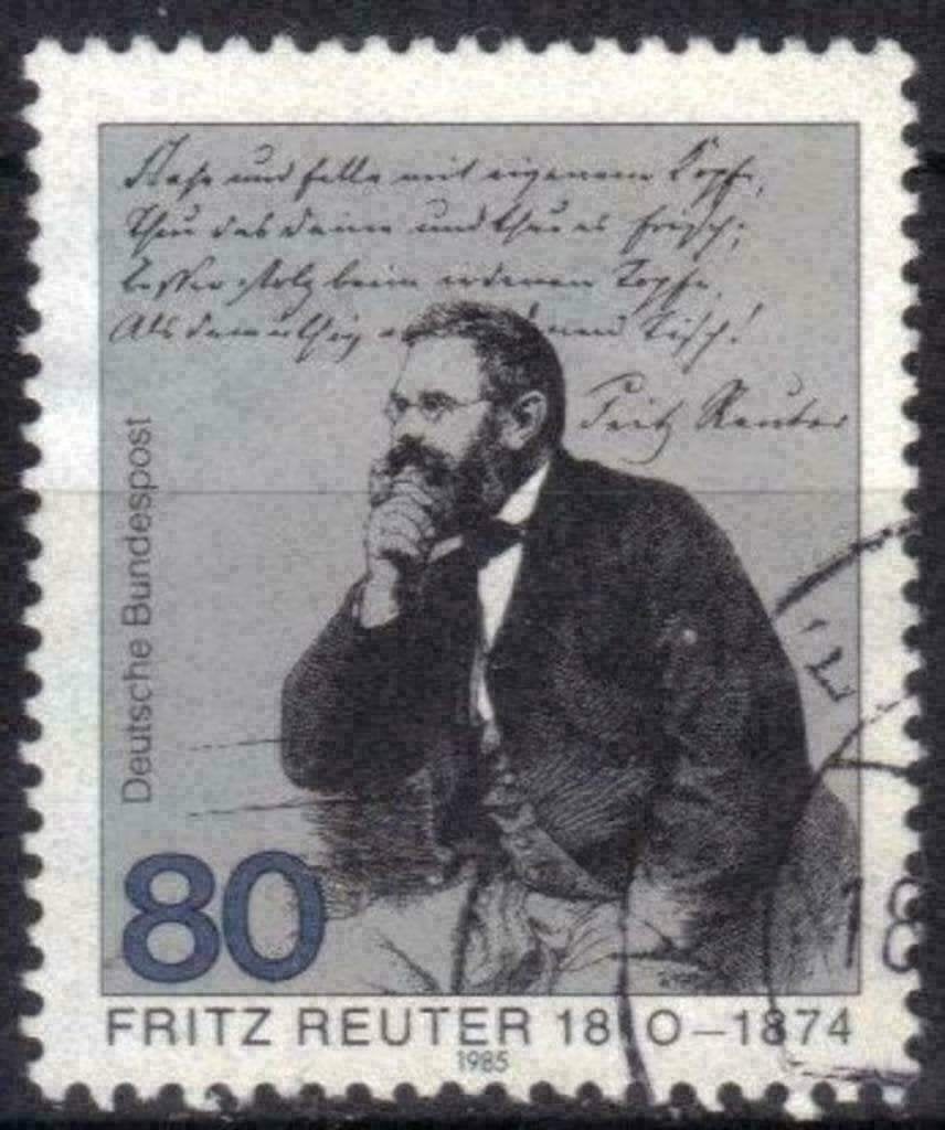 Duitsland Bundespost 1985 - Yvert 1095 - Fritz Reuter (ST), Verzenden, Gestempeld