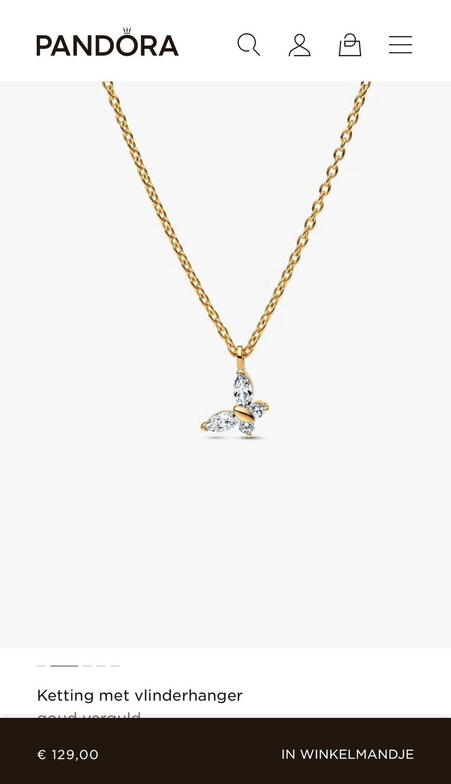Pandora ketting, Handtassen en Accessoires, Kettingen, Ophalen, Zo goed als nieuw, Goud
