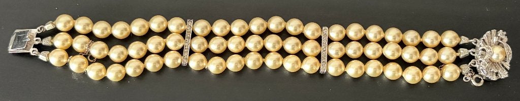 Vintage armband met parel en briljant op 925 zilver - 1960, Ophalen of Verzenden, Zilver, Armband, Met edelsteen