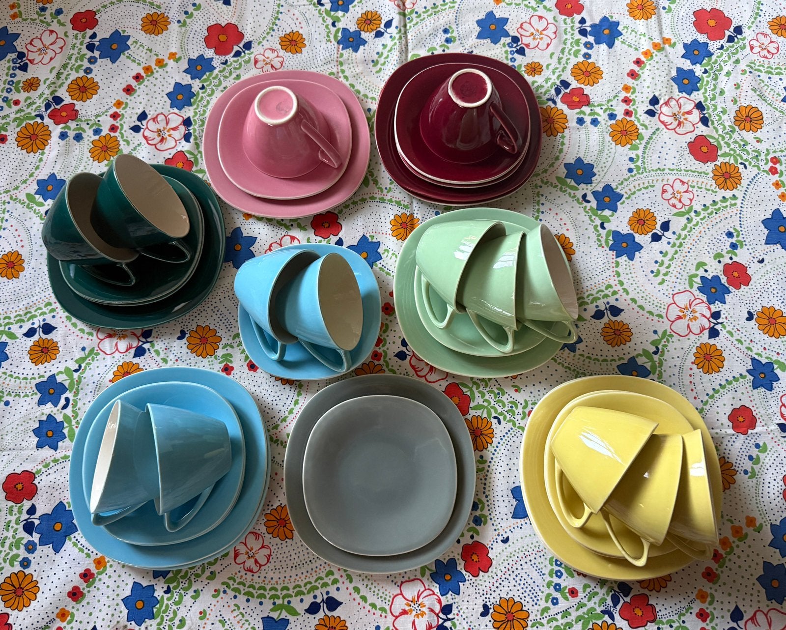 Boch seduction servies, vintage pastel servies, kopjes, Villeroy & Boch, Vintage, Céramique, Enlèvement