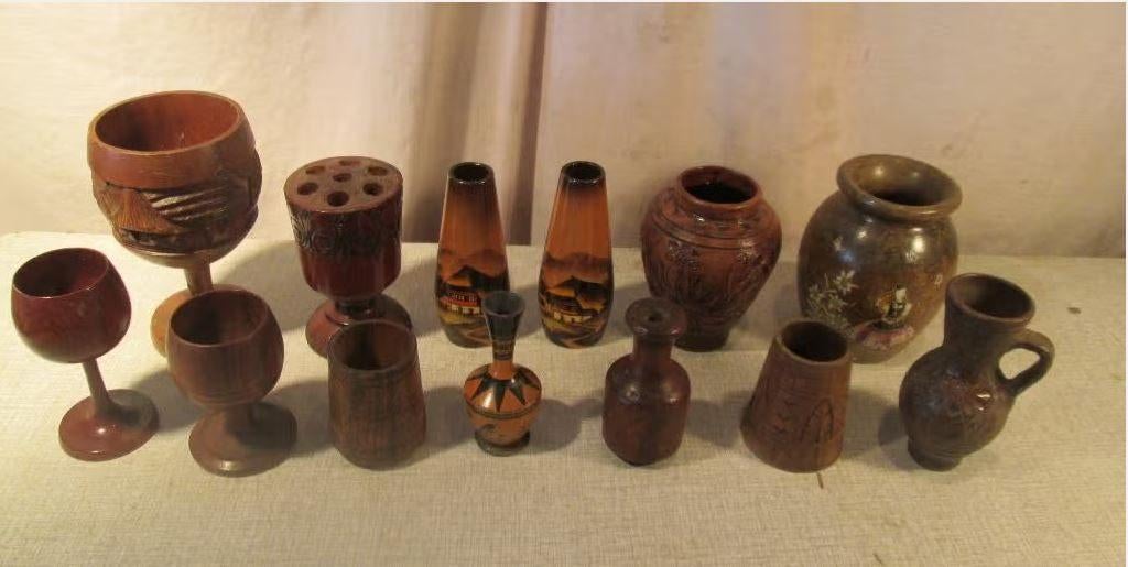 Mooie Partij Oude Houten Potten kruiken Bekers ...., Antiek en Kunst, Ophalen of Verzenden