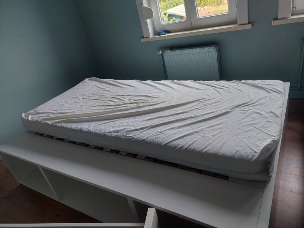 1 persoonsbed Ikea met 2 lades, lattenbodem en matras, Huis en Inrichting, Ophalen, Gebruikt, 90 cm, Eenpersoons