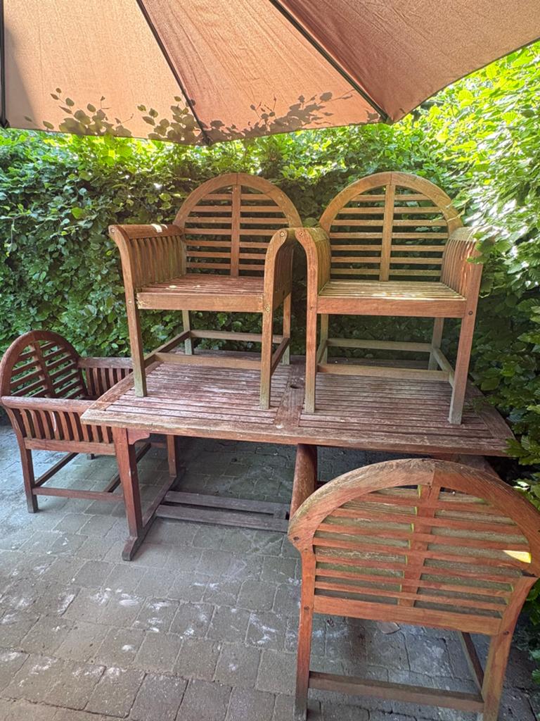 Teak tuinstel, Chaise, Salons de jardin, Utilisé, 6 places