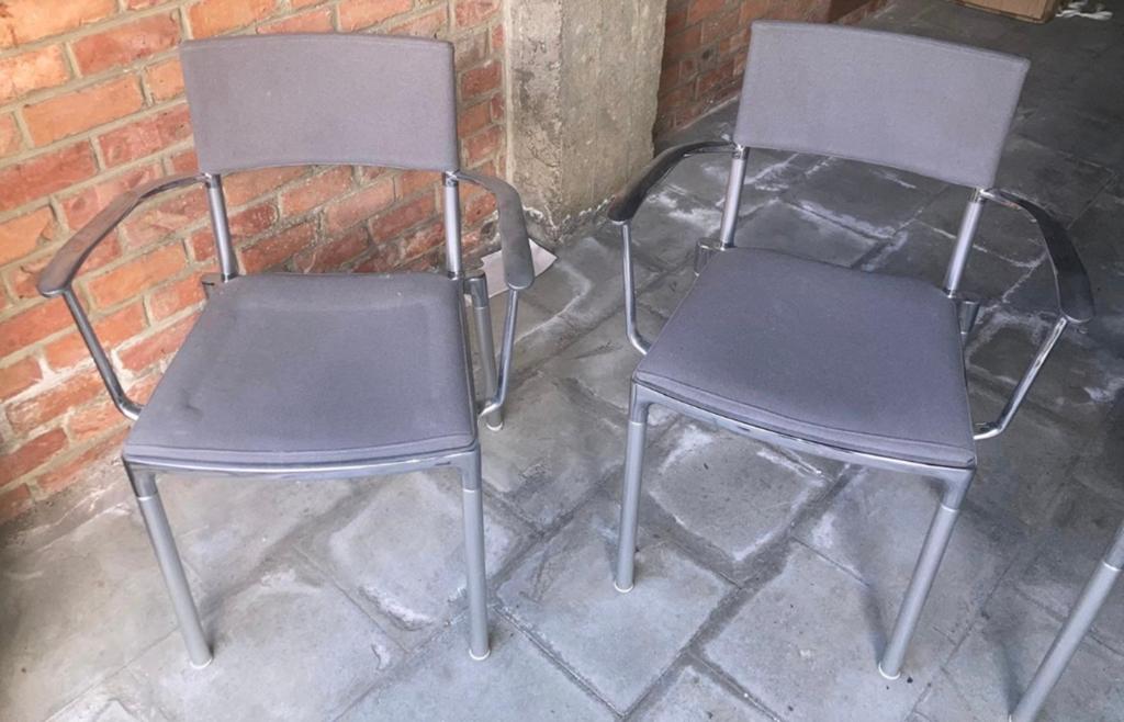4 chaises en acier chromé Segis, Maison & Meubles, Chaises, Gris, Enlèvement, Utilisé, Autres matériaux