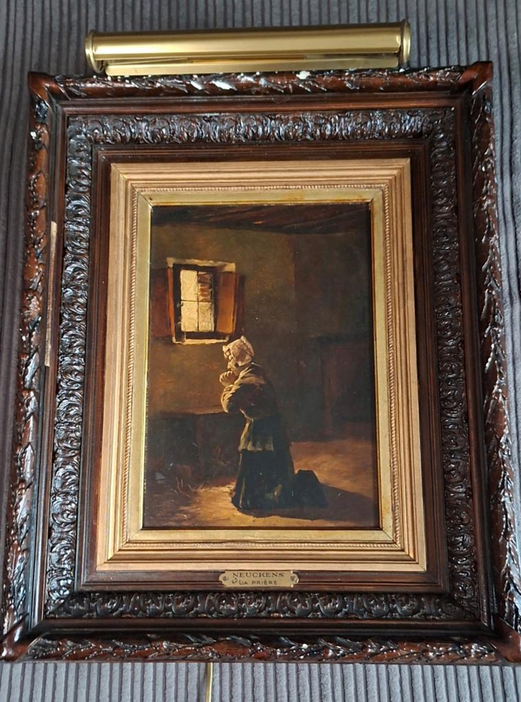 Belle peinture du XIXe siècle sur panneau de chêne — P.J. Ne, Enlèvement