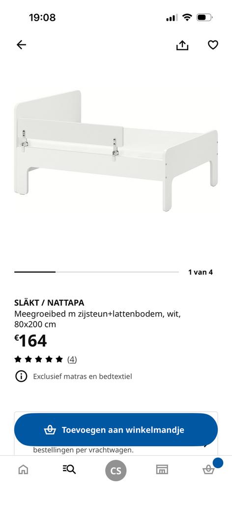 Meegroei bed met zijsteun en lattenbodem, Ophalen, Zo goed als nieuw, Matras