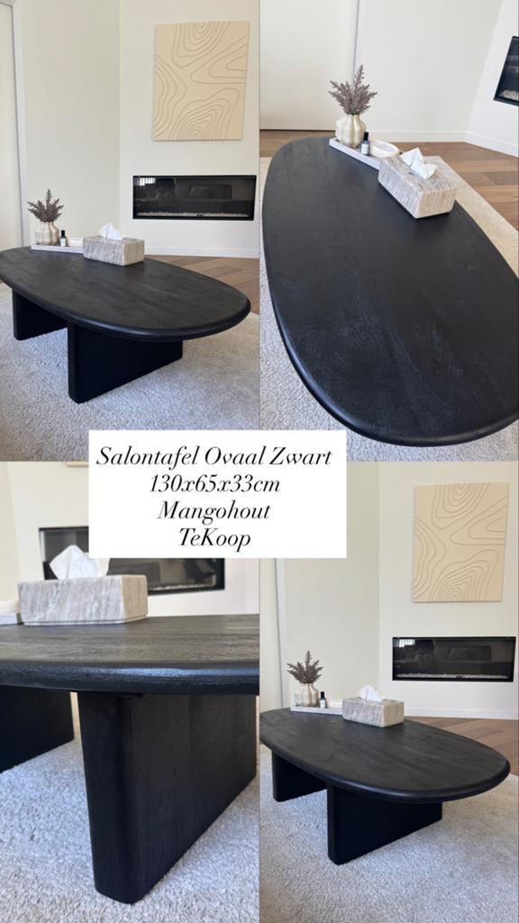 Salontafel ovaal zwart, Huis en Inrichting, Tafels | Eettafels, Ophalen, Zo goed als nieuw, Ovaal
