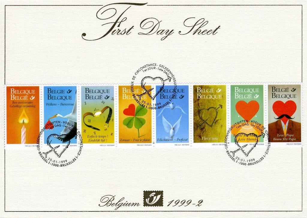 (B) FDS 1999-2  2796/2803 - Zeg het met zegeltjes., Postzegels en Munten, Ophalen of Verzenden, Gestempeld, 1e dag stempel
