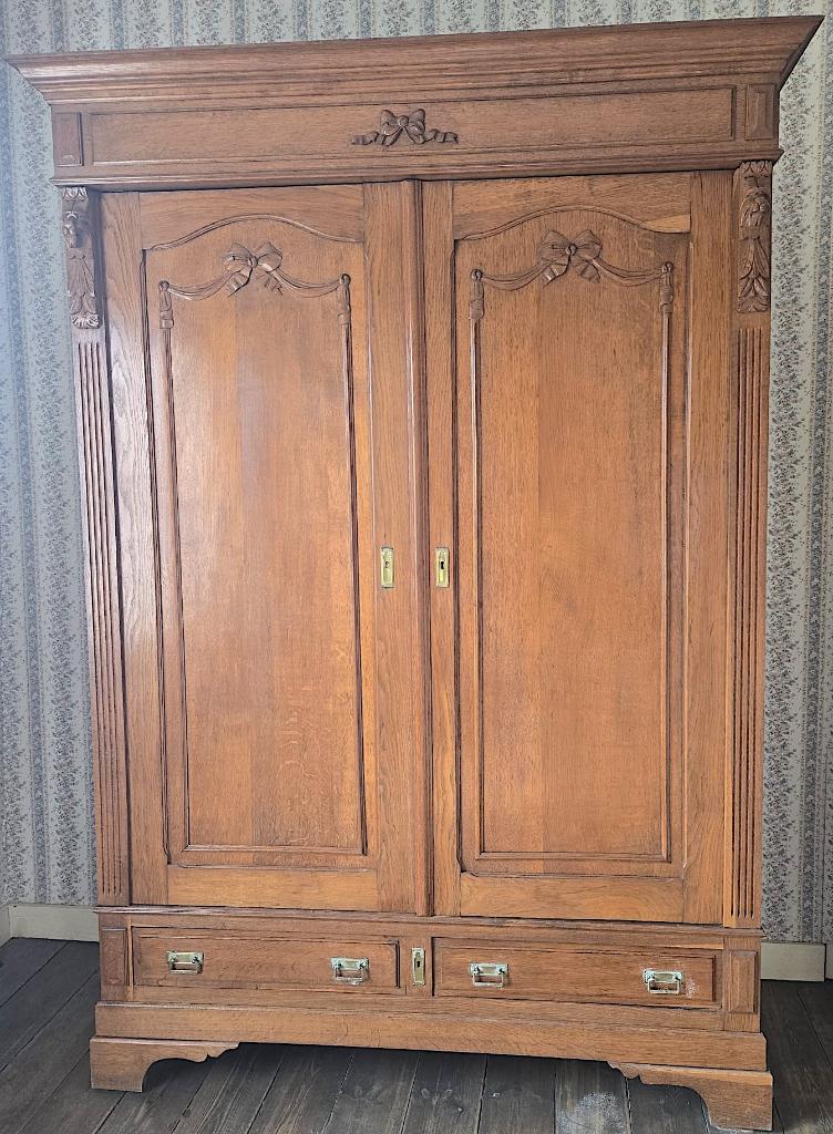 Massief eikenhouten kledingkasten uit 1920, Antiek en Kunst, Antiek | Meubels | Kasten, Ophalen
