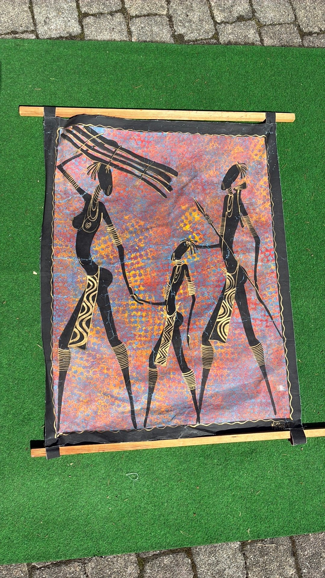 Toile africaine, Décoration murale, À accrocher, Enlèvement, Multicolore