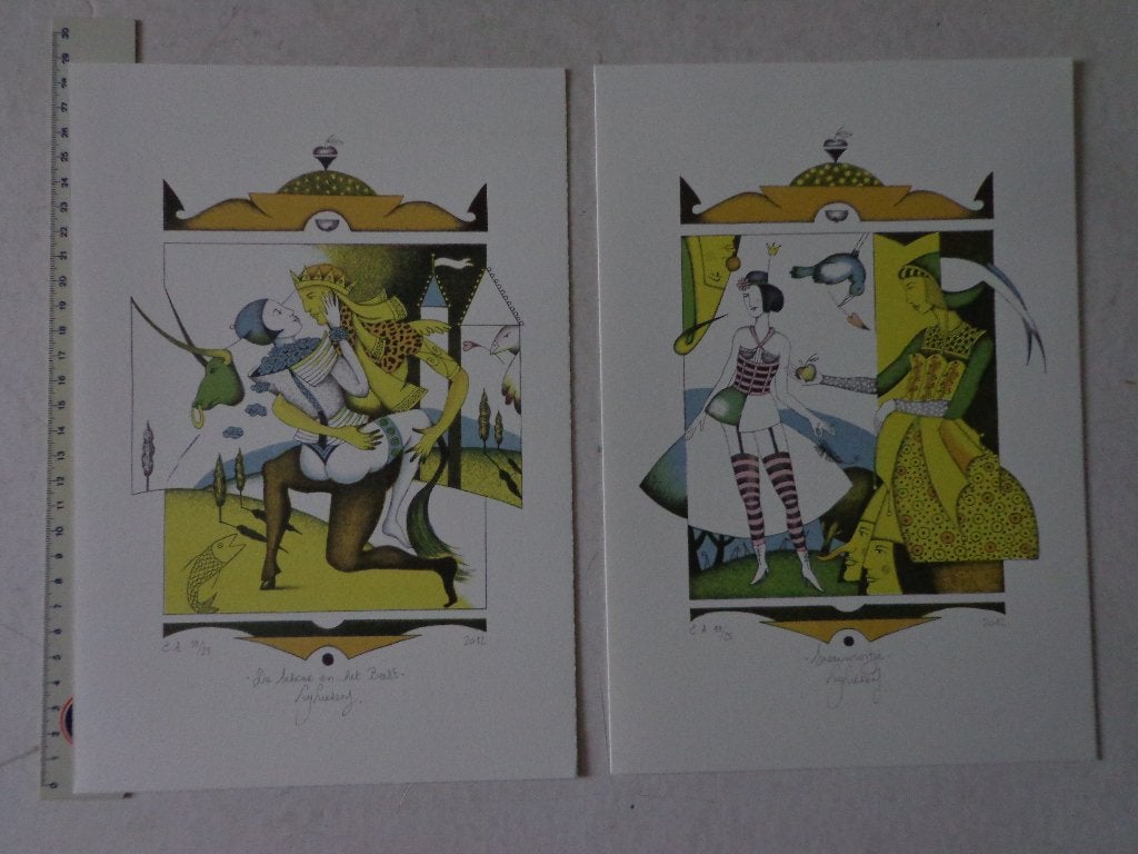2 litho's van Lydia Liekens uit 2012, Antiek en Kunst, Kunst | Litho's en Zeefdrukken, Gelimiteerde oplage, Ophalen of Verzenden