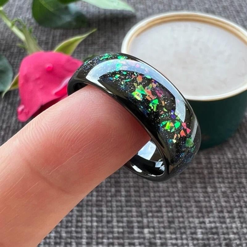 Trouwringen wolfraam Alec met kleurrijk opaal diverse maten, Handtassen en Accessoires, Ringen, Overige materialen, Overige kleuren