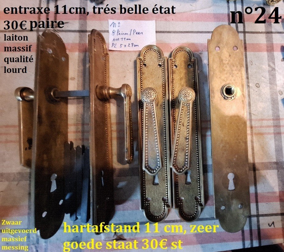 22/41poignée/porte/laiton massif/messing/deurklinken/handvat, Enlèvement ou Envoi, Utilisé, Cuivre ou Laiton, Loquet ou Poignée