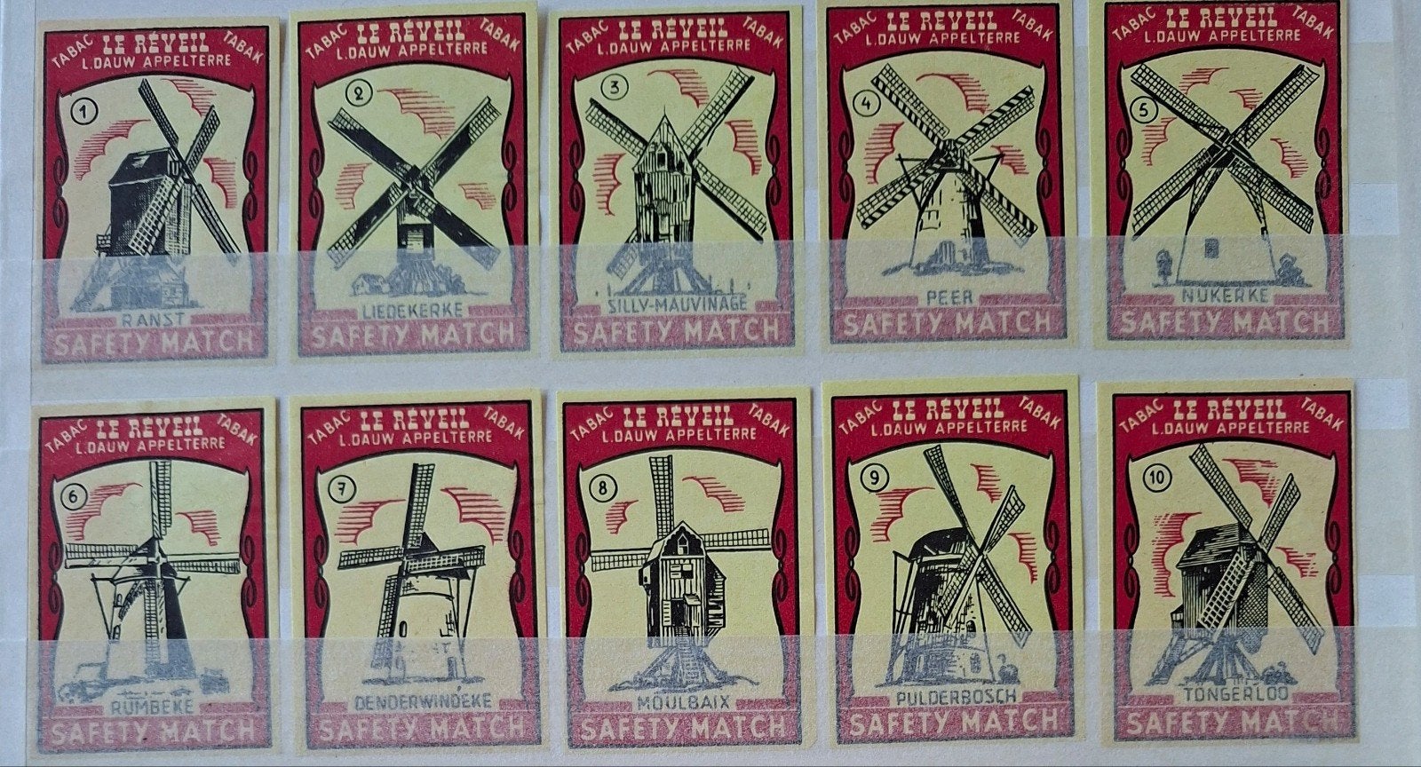 Reeks Safety Match tabak le réveil Appelterre Molens, Ophalen of Verzenden