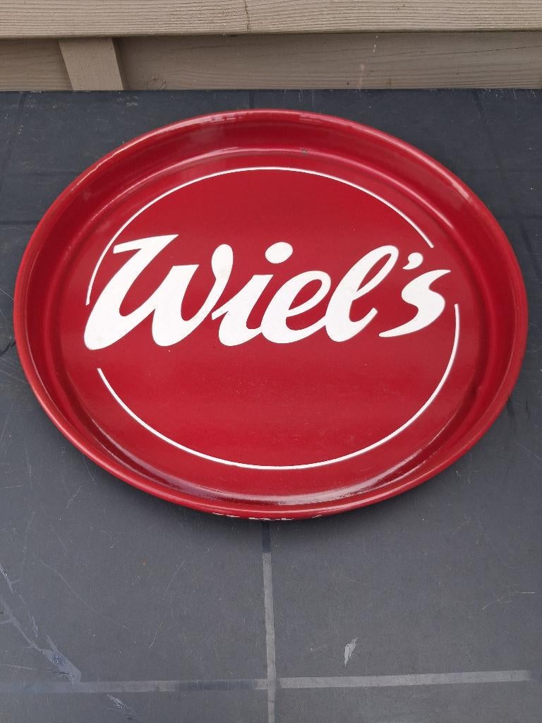 heel mooie emaille plateau WIEL'S, Verzamelen, Ophalen of Verzenden, Zo goed als nieuw, Reclamebord