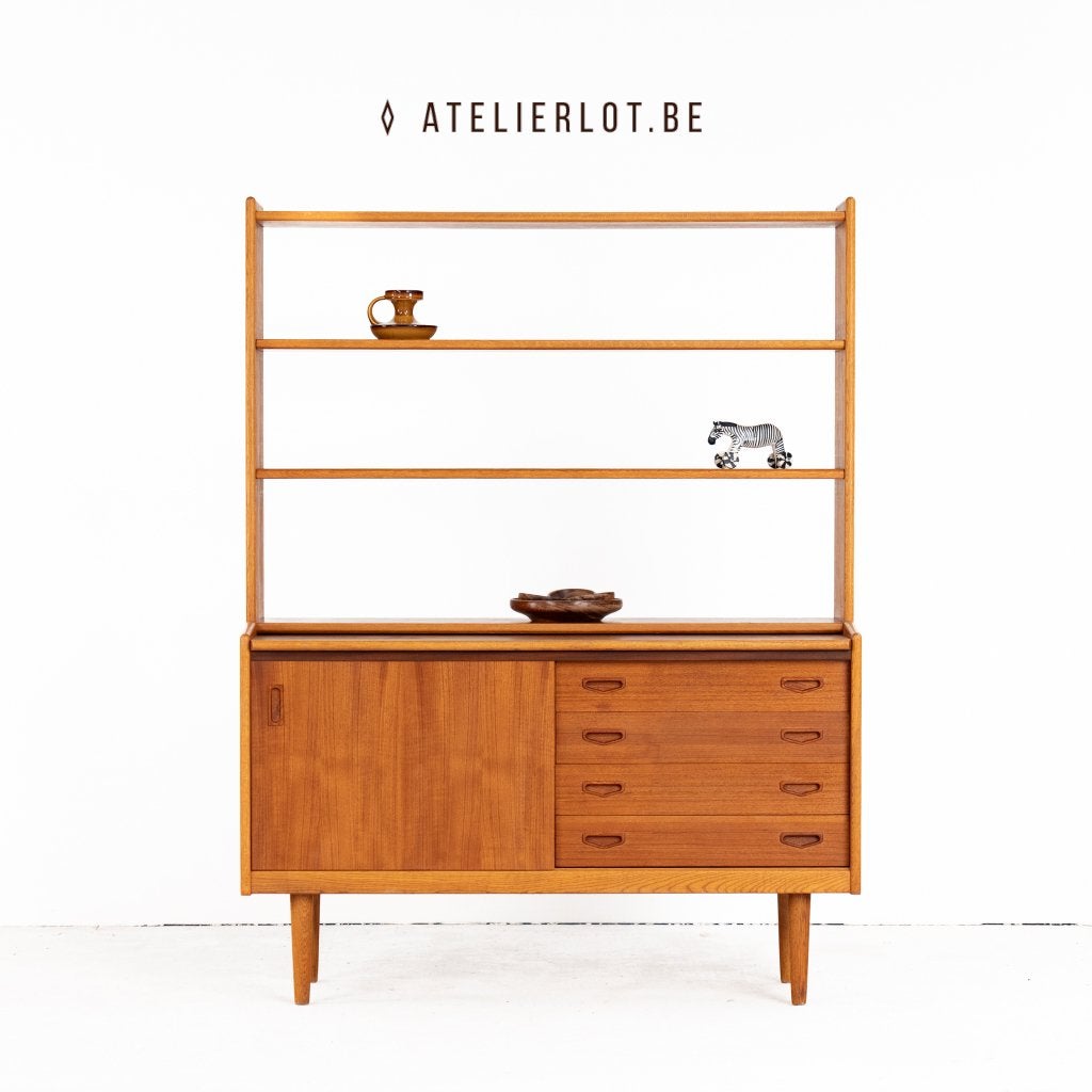 Vintage wandmeubel / boekenrek 4, Teck, 25 à 50 cm, 100 à 150 cm, Utilisé