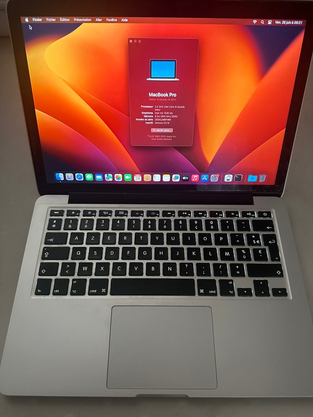 Macbook pro, Informatique & Logiciels, Apple Macbooks, Utilisé, MacBook, 13 pouces, 2 à 3 Ghz, Azerty, Enlèvement ou Envoi