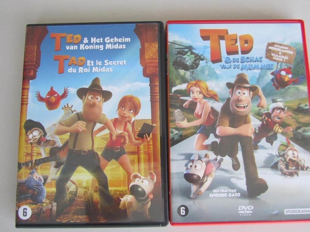 2 DVDS TED (Geheim van Koning Midas/Schat van de mummie), Cd's en Dvd's, Dvd's | Tekenfilms en Animatie, Zo goed als nieuw, Europees