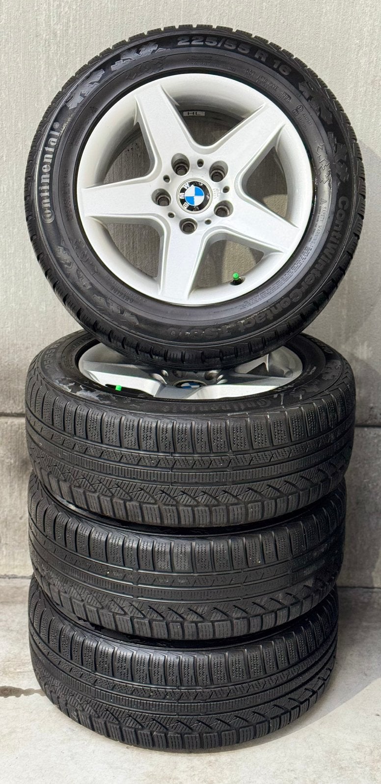 BMW Set alu velgen met banden, Auto-onderdelen, Ophalen, Gebruikt, 16 inch, Continental