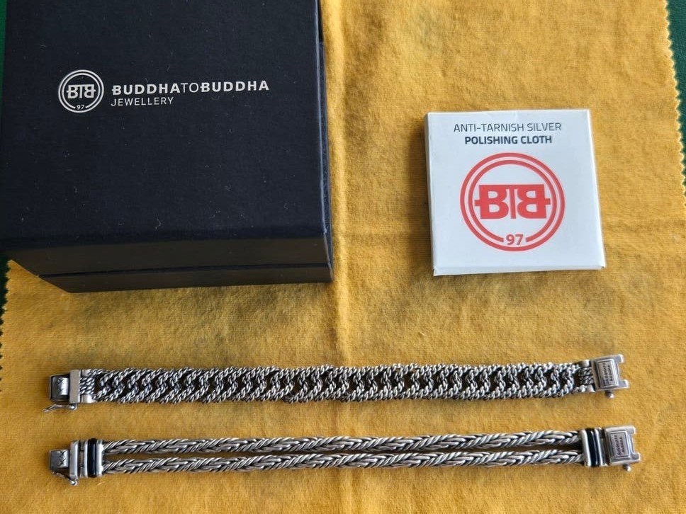 Deux magnifiques bracelets en argent 925 Boudha à Boudha, Enlèvement ou Envoi, Argent, Argent