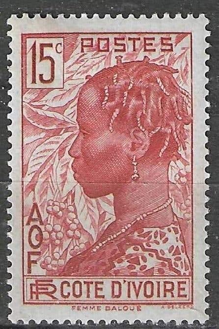 Ivoorkust 1936/1938 - Yvert 114 - Baoule-vrouw - 15 c. (PF), Verzenden, Postfris