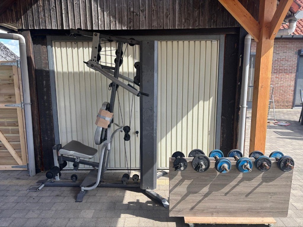 Fitnessbank met toebehoren, Ophalen, Gebruikt, Benen, Fitnessbank