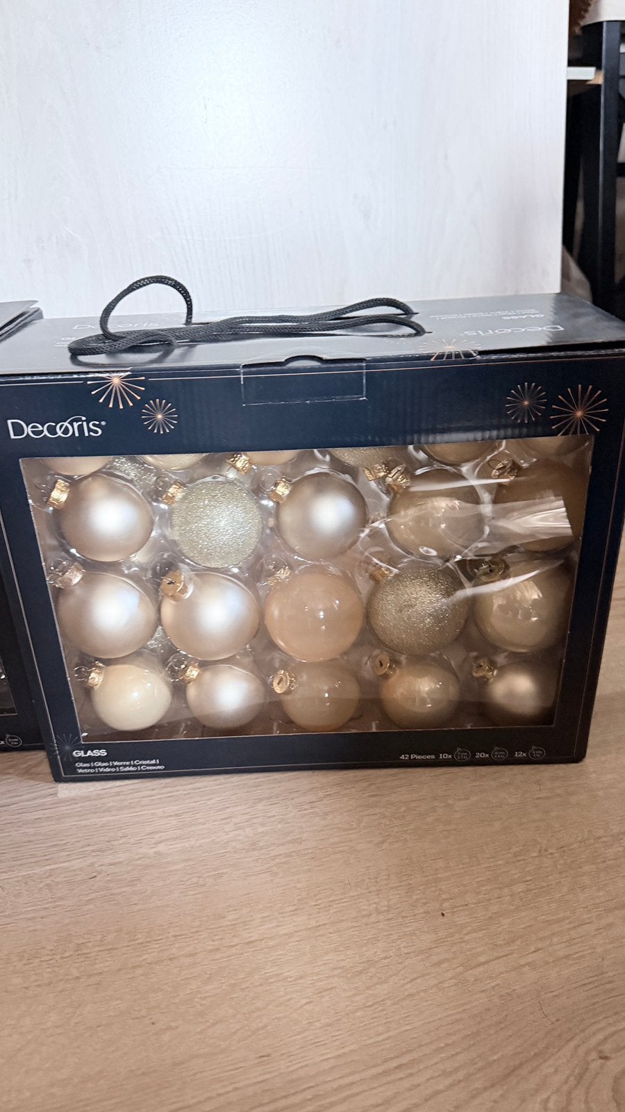 Decoris glazen kerstballen – champagne/goud, Diversen, Ophalen, Zo goed als nieuw