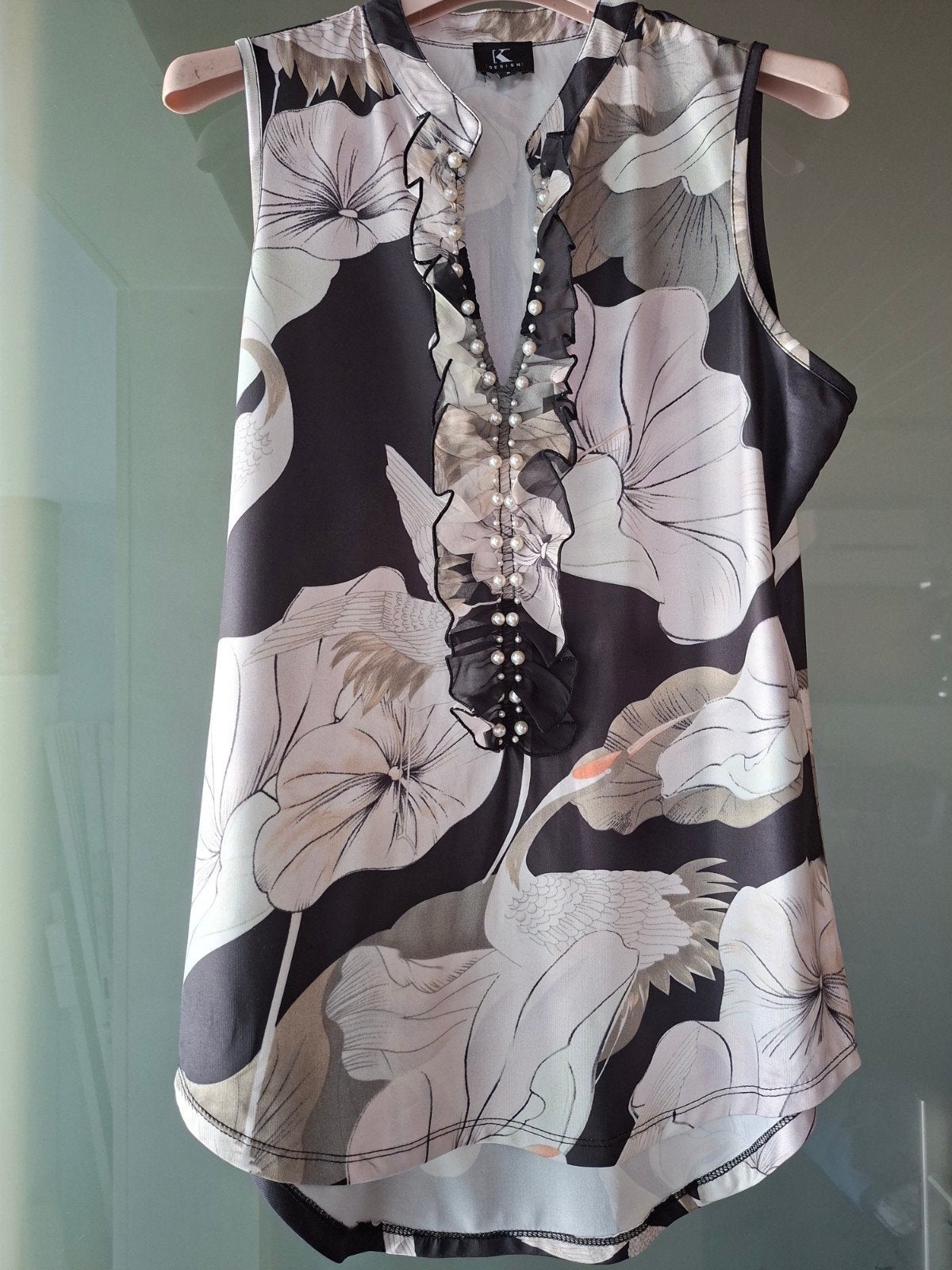 Topje met parels, Kleding | Dames, Topjes, K-design, Verzenden, Zo goed als nieuw, Grijs