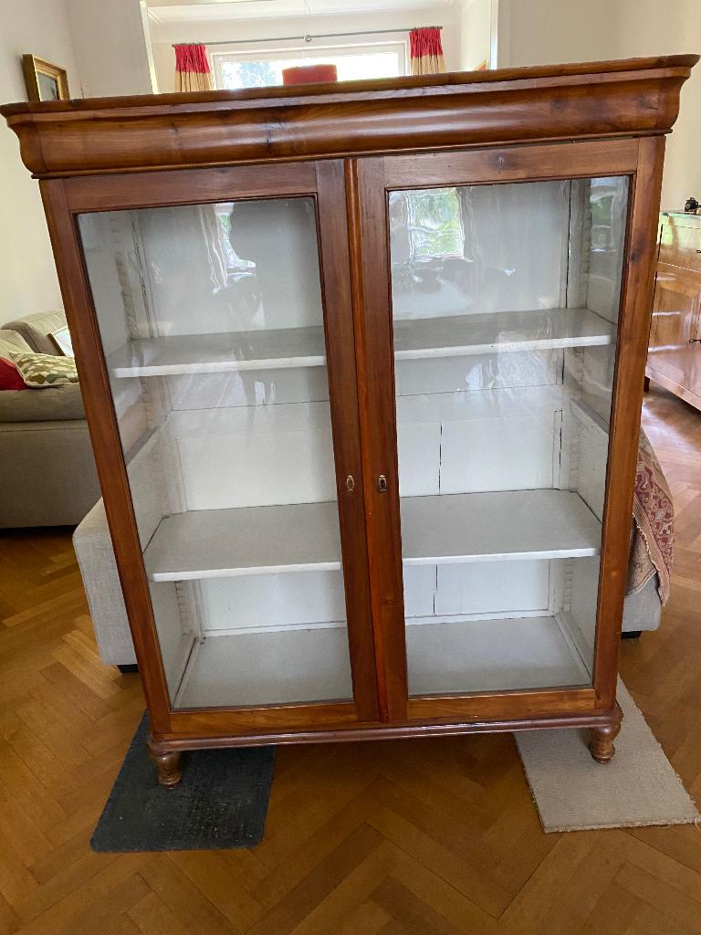 VITRINE BOIS DE MERISIER 120x45xH153, Maison & Meubles, 25 à 50 cm, Avec porte(s), 100 à 150 cm, Enlèvement